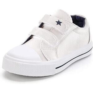K KomForme Little Kid Size 12 White Basic Double Hook Loop Strap Sneaker Shoes
